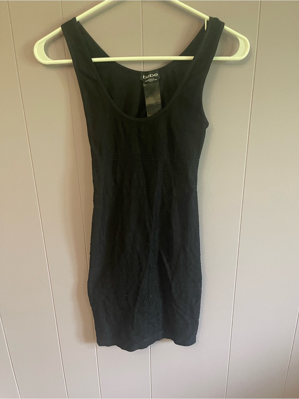 bebe Black Scoop Neck Mini Bodycon Dress